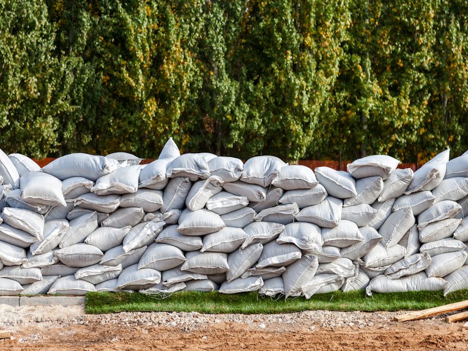 Sandbags for flood defense or military use